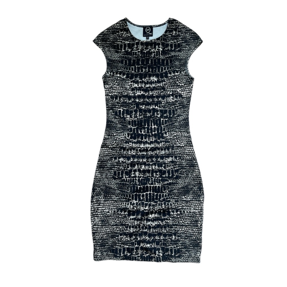 McQ by Alexander McQueen black and white snake print mini dress